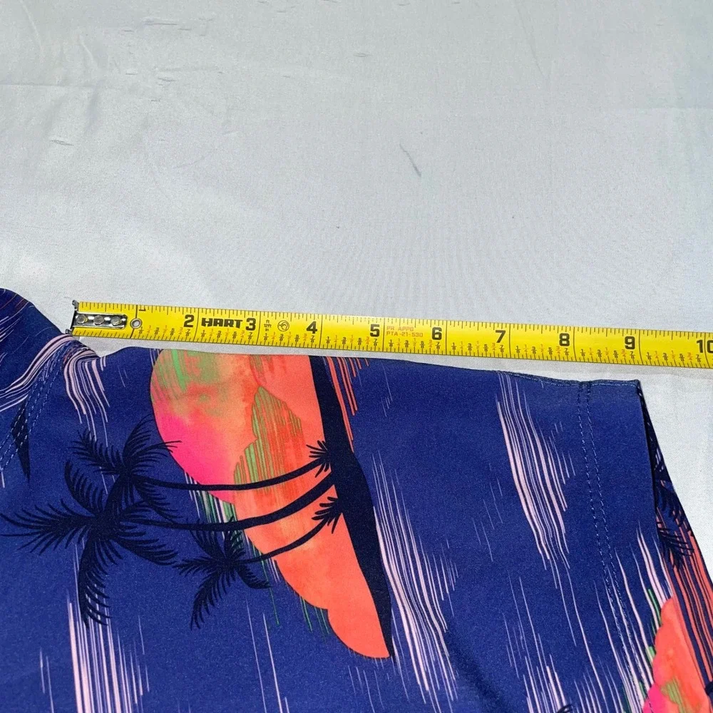 Hurley Phantom Mens Board Shorts Size 34 Navy Blue Tropical Sunset Palm Tree